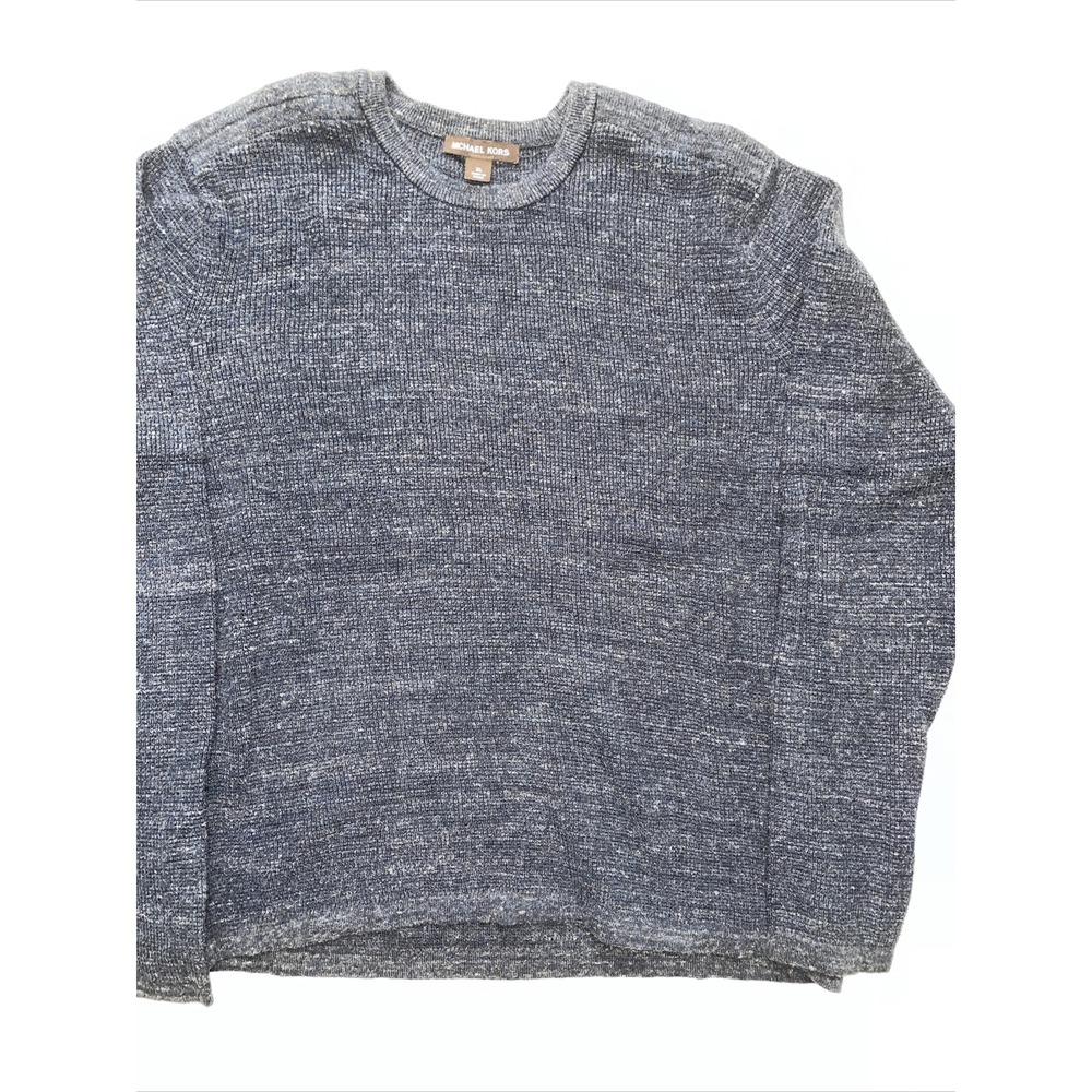 Michael Kors Mens Cotton/Wool Blend Crewneck Sweater Blue - Medium